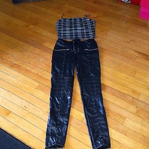 Low rise pleather pants  with top